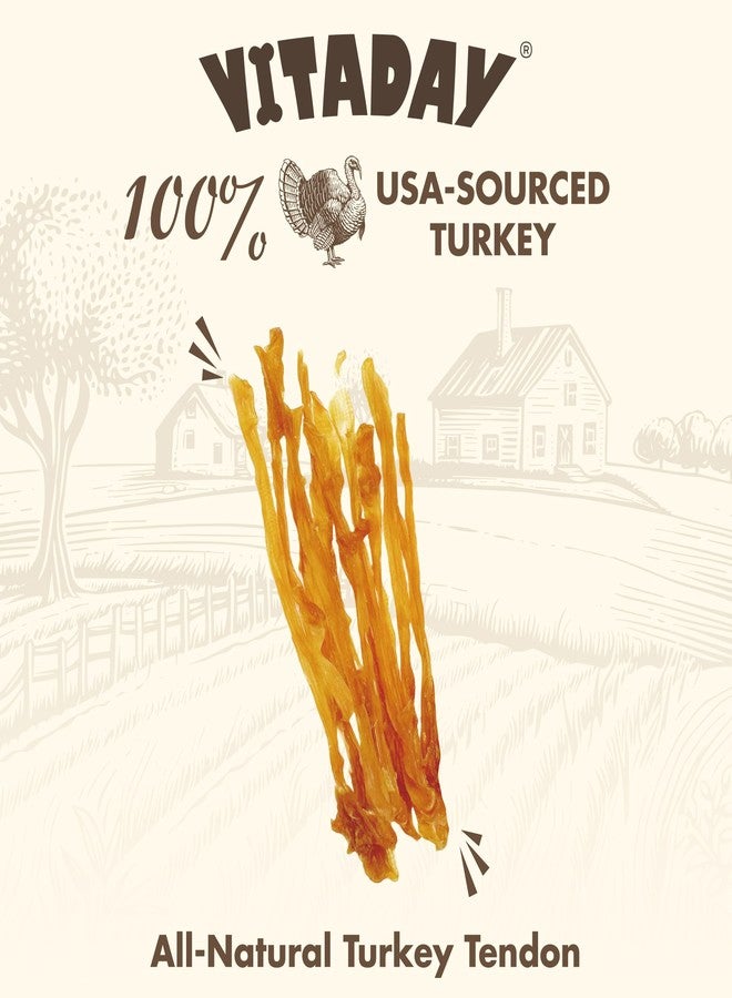 VITADAY Turkey Tendons for Dogs, All Natural, Healthy Dog Treats, Long Lasting, Hypoallergenic Dog Chews, Rawhide Free, USA-Sourced, for Small Dogs, Strips, 3 oz Pack - Image 3